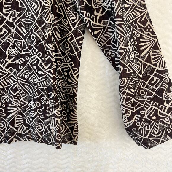 Chicos 3 Silk Brown Cream Geometric Tribal Blazer Shacket Jacket Sz XL 16 - Picture 7 of 11